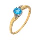 Złoty pierścionek z niebieskim topazem i brylantami