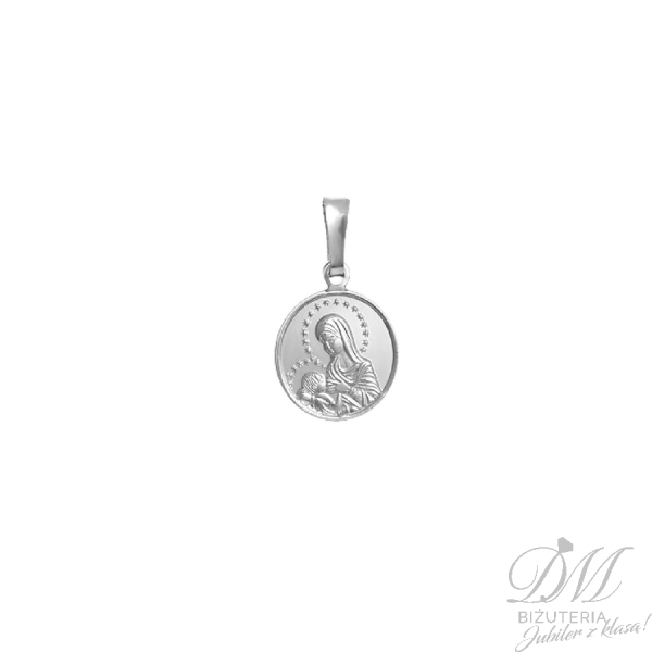 Medalik srebrny wizerunek Matki Boskiej z Dzieciątkiem